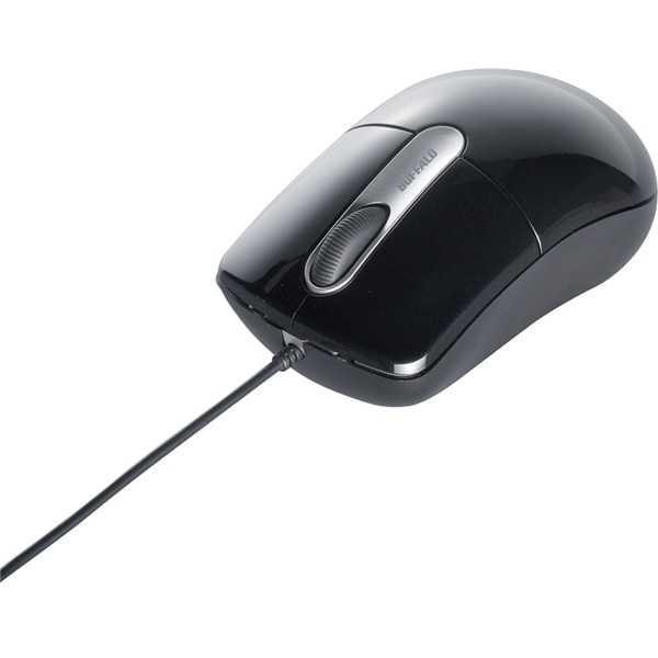 有線光学式マウス 静音/3ボタン Mサイズ ブラック