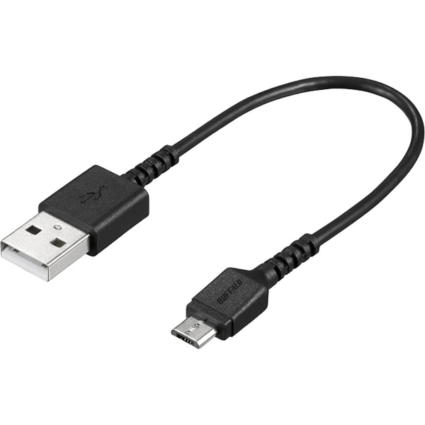 USB2.0ケーブル（Type-A to microB） スリム 0.1m ブラック
