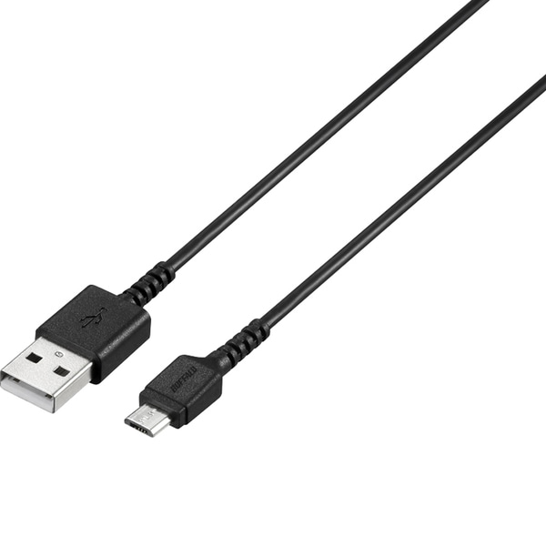 USB2.0ケーブル（Type-A to microB） スリム 0.5m ブラック