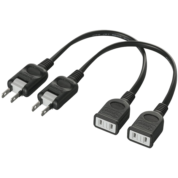 電源延長ケーブル 2本セット 0.2m ブラック