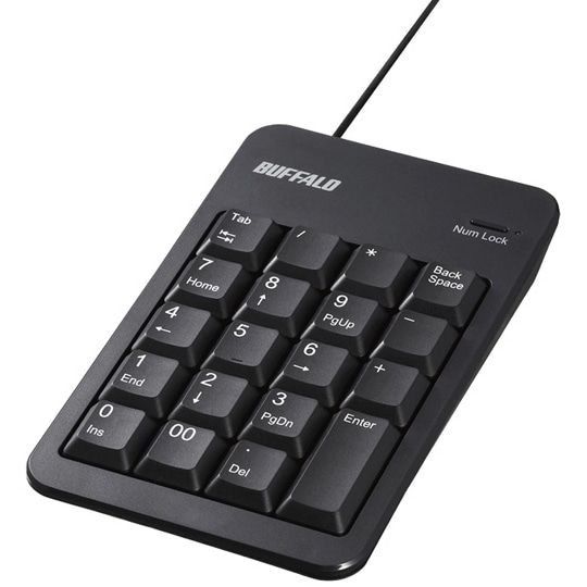 有線テンキーボード TabキーUSBハブ付き ブラック