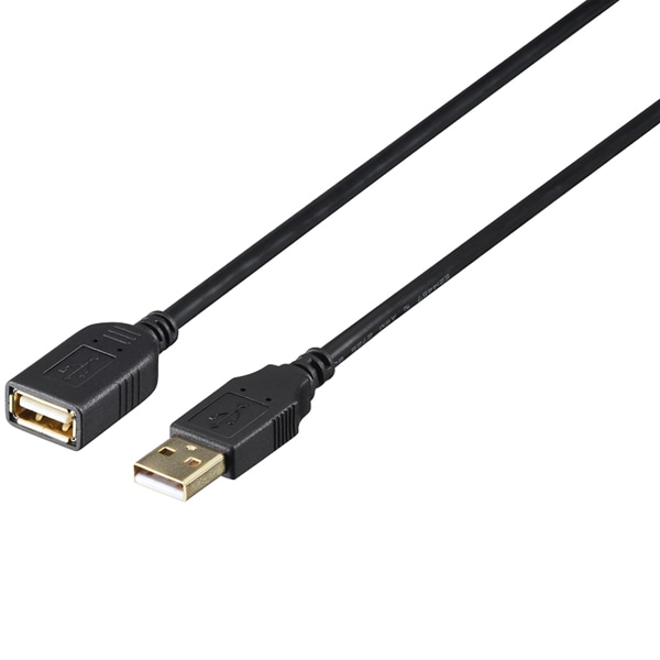 USB2.0延長ケーブル（A to A） カーボン素子ねり込みタイプ 2m ブラック