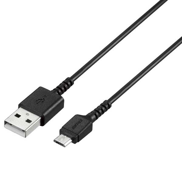 USB2.0 A to microB ラバーブッシュスリムケーブル 2.0m ブラック