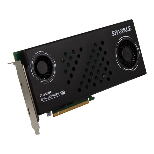 PCIe GEN4 QUAD M.2 RISER CARD/最大4基のPCIe Gen4 M.2 SSD搭載可能なライザーカード/PCIe 4.0 x16接続/NVMe M.2 2242/2260/2280/22110をサポート/RAID 0/1/10をサポート