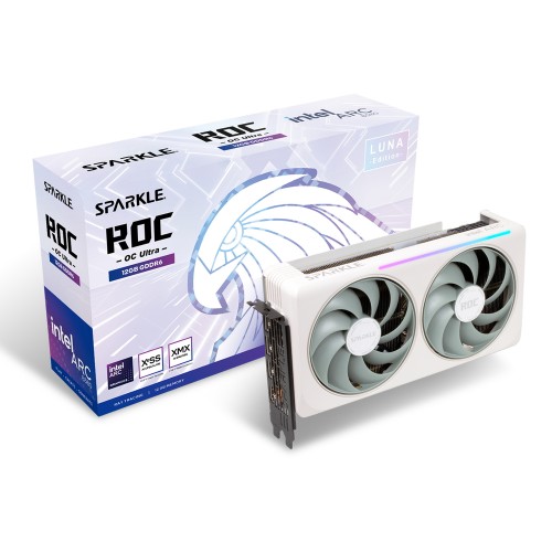 SPARKLE Intel Arc B580 ROC Luna OC Ultra グラフィックスボード/12GB GDDR6/ホワイトカラーモデル/デュアルファン/ARGBライティング