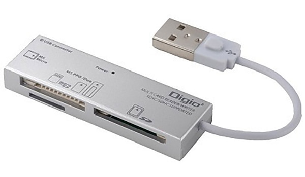 USB2.0 マルチカードリーダー・ライター シルバー