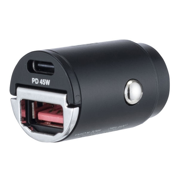カーチャージャー Type-C 1ポート + USB A 1ポート 45W PD充電対応 ブラック