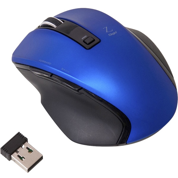 2.4GHz ワイヤレスマウス 5ボタン BlueLED Sサイズ ブルー