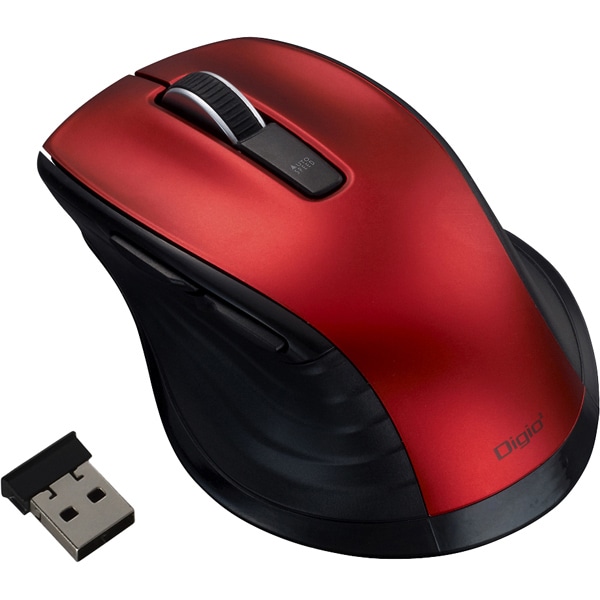 F_line 5ボタンBlueLEDマウス 無線 静音 レッド