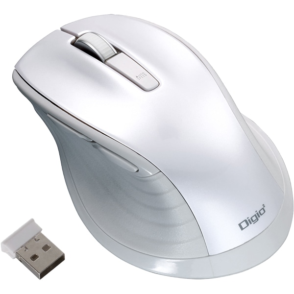 F_line 5ボタンBlueLEDマウス 大型 無線 静音 ホワイト