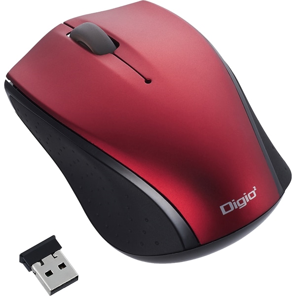 小型 無線 3ボタン BlueLED マウス レッド