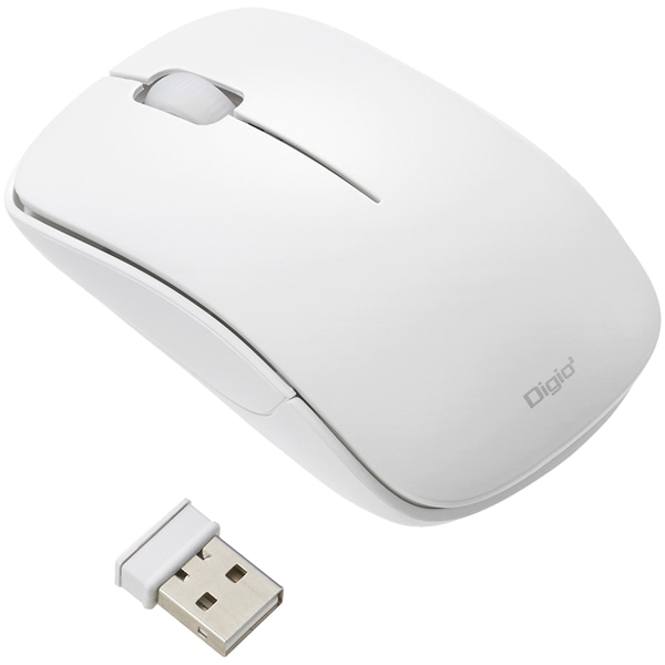 Digio2 無線 3ボタン BlueLED マウス 軽量 50g ホワイト