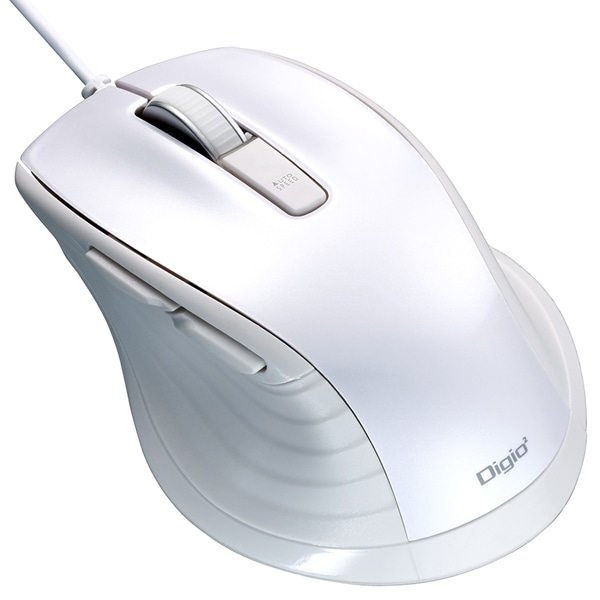 F_line 5ボタンBlueLEDマウス 有線 静音 ホワイト