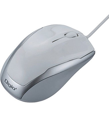 有線 3ボタンマウス BlueLED ホワイト