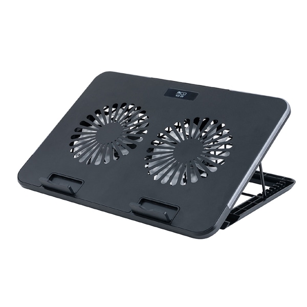 ノートPCクーラー スタンダードサイズ 2WAY 2FAN ノートパソコン 冷却 ブラック