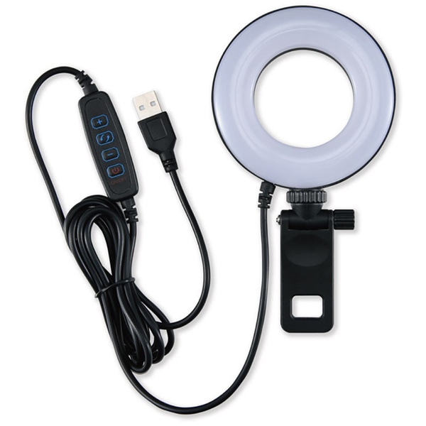 USB LEDリングライト クリップタイプ ブラック