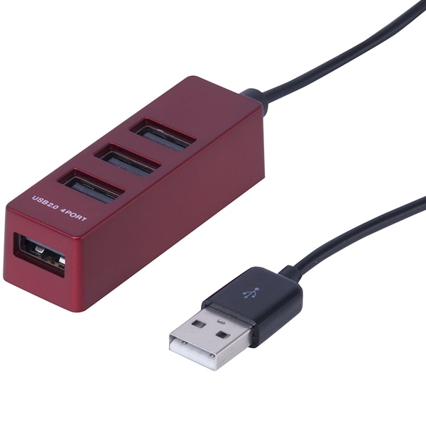 USB2.0ハブ 4ポート 0.3m レッド