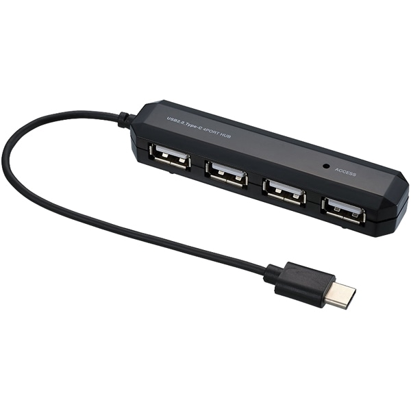 USB2.0 Type-C 4ポートハブ ブラック