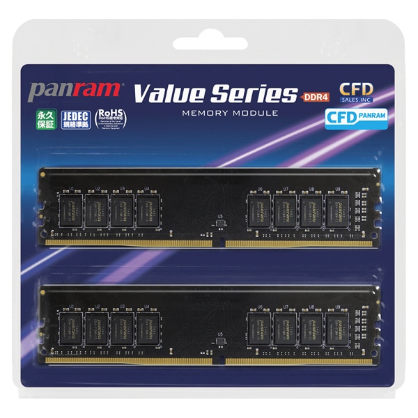 デスクトップPC用メモリ PC4-21300(DDR4-2666) 16GB×2枚組 288pin DIMM (無期限保証)(Panram) W4U2666PS-16GC19