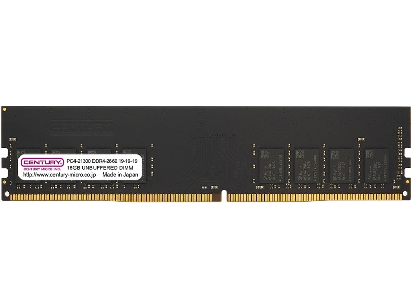 デスクトップ用 PC4-21300/DDR4-2666 16GB 288pin Unbuffered NonECC DIMM 1Rank 1.2v 日本製