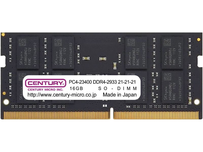 ノートPC用 PC4-23400/DDR4-2933 16GB 260pin Unbuffered_Non-ECC_SO-DIMM 1.2v 日本製 2rank
