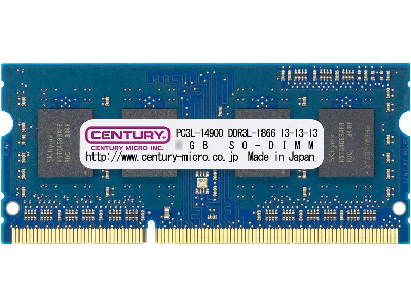 ノート用 PC3L-14900/DDR3L-1866 8GB kit(4GBx2) 204pin SODIMM 1.5/1.35V共用 日本製