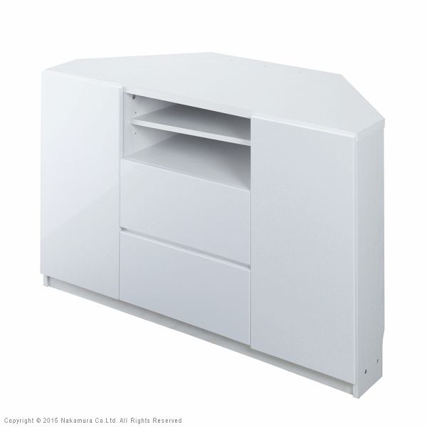背面収納TVボード-ロビンコーナーハイタイプ ホワイト
