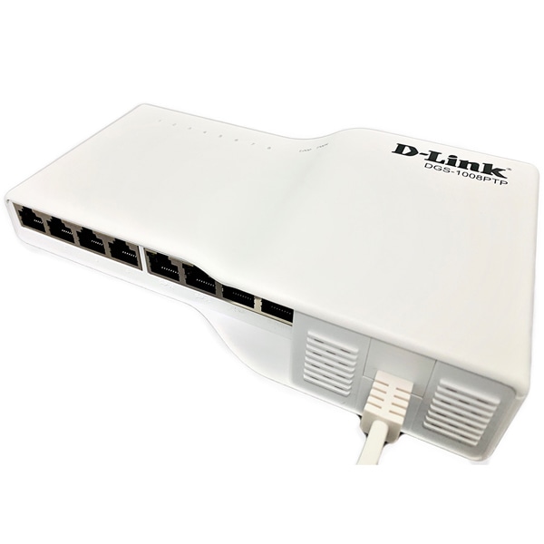 DGS-1008PTP PoE+対応(最大40W給電)タップ型ギガビットアンマネージドスイッチ、10/100/1000BASE-T×8(PoE+×4)、ループ検知遮断機能搭載、電源内蔵、マグネット、5年保証