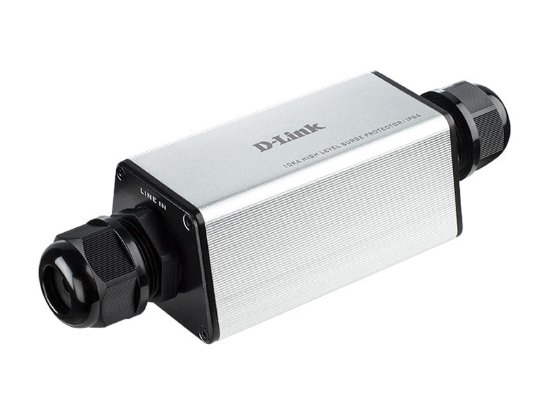 DPE-SP110 IP66対応 アウトドア用サージプロテクタ、10/100/1000BASE-T×2ポート(IN/OUT 各1）、PoEパススルー、無償保証1年
