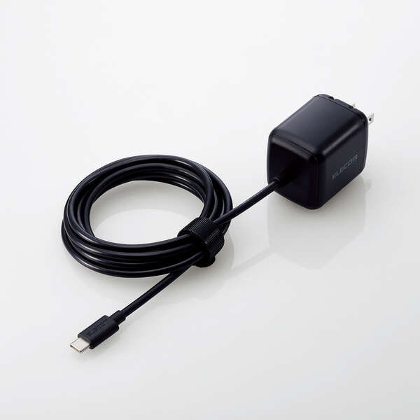 ノートPC用ACアダプター/USB充電器/USB PD/45W/USB-Cケーブル一体/2.0m/スイングプラグ/ブラック