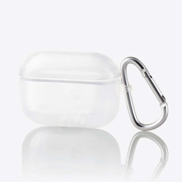 AirPods Pro対応アクセサリ/ソフトケース/カラビナ付/クリア