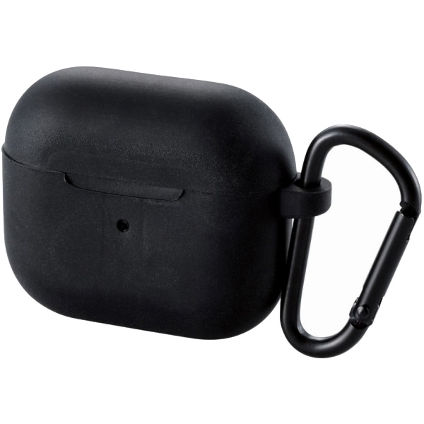 AirPods 第3世代対応アクセサリ/シリコンケース/カラビナ付き/ブラック