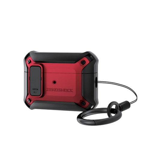 AirPods Pro 第2世代対応アクセサリ/ZEROSHOCK Lockケース/ロック機能/カラビナ付き/レッド