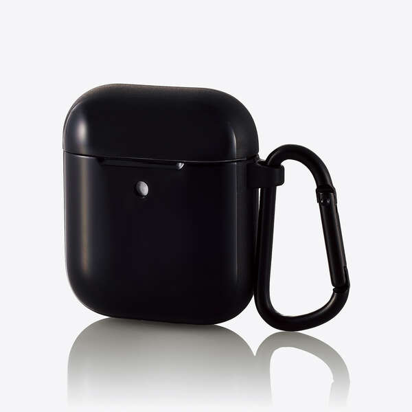 無線充電AirPods対応アクセサリ/TOUGH SLIMケース/カラビナ付/ブラック