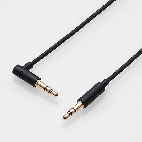 AUXケーブル/φ3.5オス-φ3.5オス(L字)/スリム/1.0m/ブラック
