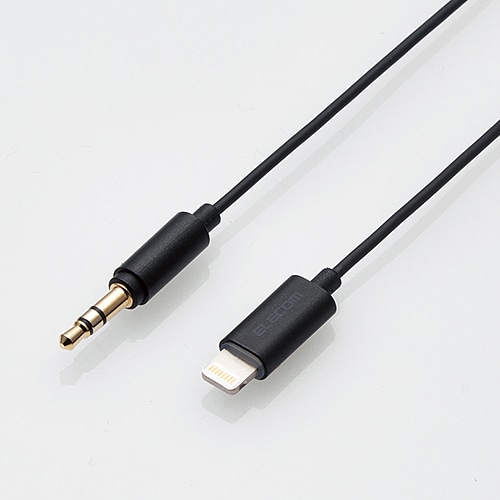 AUXケーブル/Lightning-φ3.5オス/スリムデザイン/0.5m/ブラック