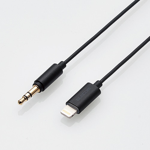 AUXケーブル/Lightning-φ3.5オス/スリムデザイン/1.0m/ブラック