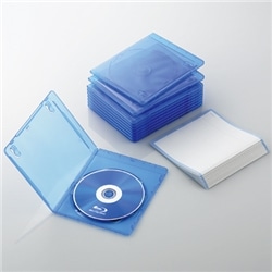 スリムBlu-rayディスクケース(1枚収納タイプ、10枚セット) クリアブルー