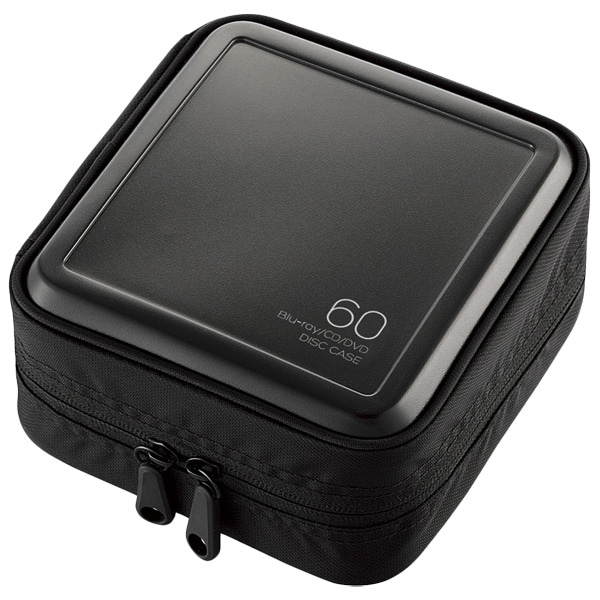 CD/DVD/Blu-rayケース/セミハード/ファスナー付/60枚収納/ブラック