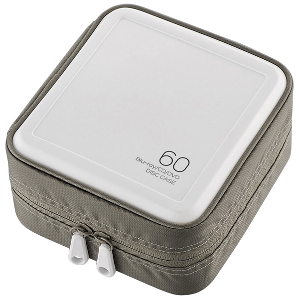 CD/DVD/Blu-rayケース/セミハード/ファスナー付/60枚収納/ホワイト