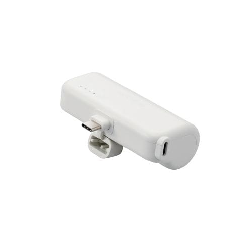 モバイルバッテリー/リチウムイオン電池/直差し/15W/5000mAh/USB Type-C入力1ポート/Type-C入出力プラグ/シルバーホワイト