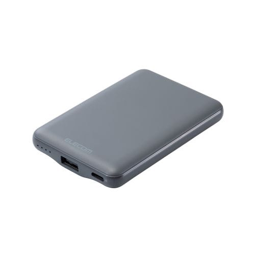 モバイルバッテリー/リチウムイオン電池/薄型/15W出力/5000mAh/USB Type-C入出力1ポート/USB-A出力1ポート/ダークグレー