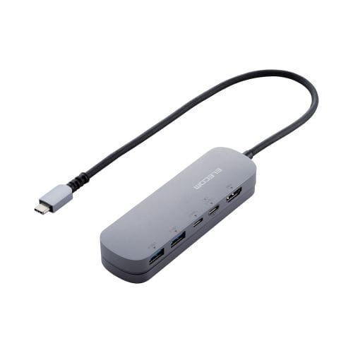 Type-C ドッキングステーション/アルミボディ/固定用スタンド付き/USB-A×2/HDMI×1/USB-C×2/シルバー