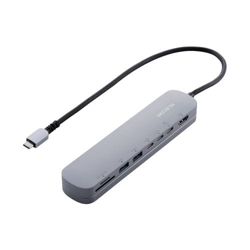 Type-C ドッキングステーション/アルミボディ/固定用スタンド付き/USB-A×2/HDMI×1/USB-C×3/SD+microSDカードスロット/シルバー