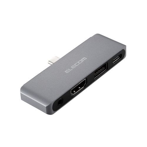USB Type-C直挿しドッキングステーション/USB PD対応/充電用Type-C×1/USB-A×1/HDMI×1/オーディオ×1/サポート要アタッチメント付き/シルバー