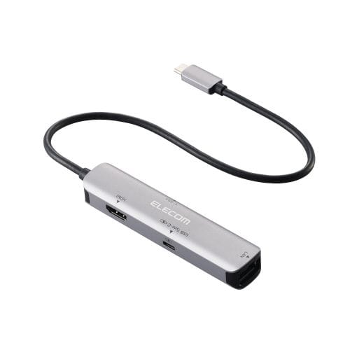 Type-Cドッキングステーション/USB PD対応/充電用Type-C/USB(3.1)/HDMI/LAN/シルバー