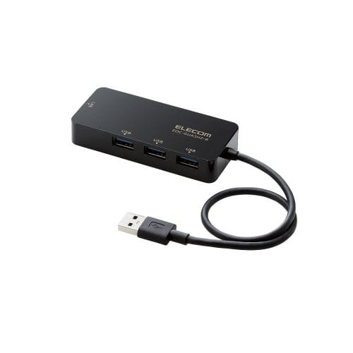 有線LANアダプタ/Giga対応/USB3.0/Type-A/USBハブ付/ブラック