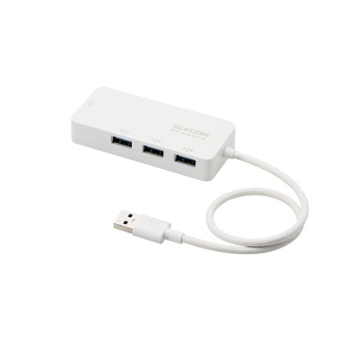有線LANアダプタ/Giga対応/USB3.0/Type-A/USBハブ付/ホワイト