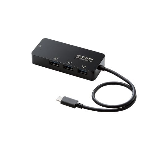 有線LANアダプタ/Giga対応/USB3.1/Type-C/USBハブ付/ブラック