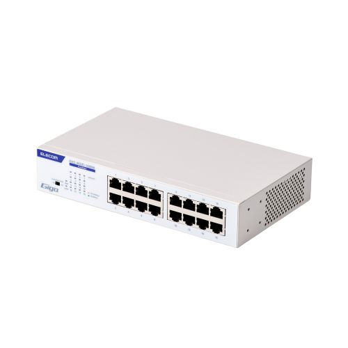 法人専用/Giga対応スイッチングHub/16ポート/金属筐体/電源内蔵モデル/ホワイト